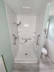 shower with safety grab bars